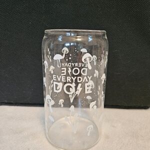 Everyday Dose Mushroom Ice Coffee Glass Cup w Fungi Mushrooms Design